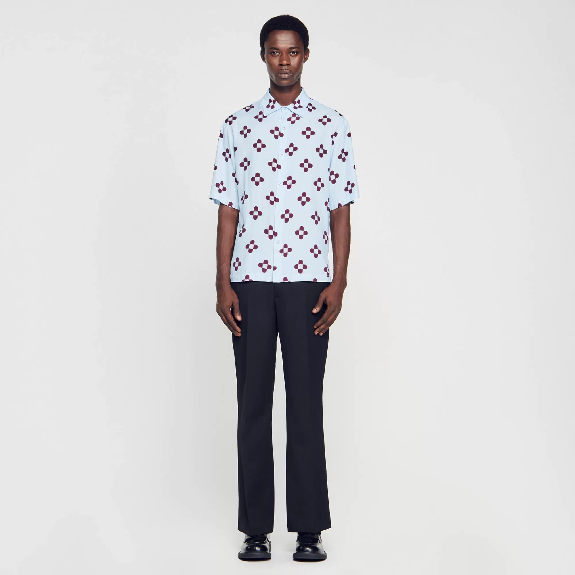 Heren Sandro Overhemd Cross Flower Korte Mouwen